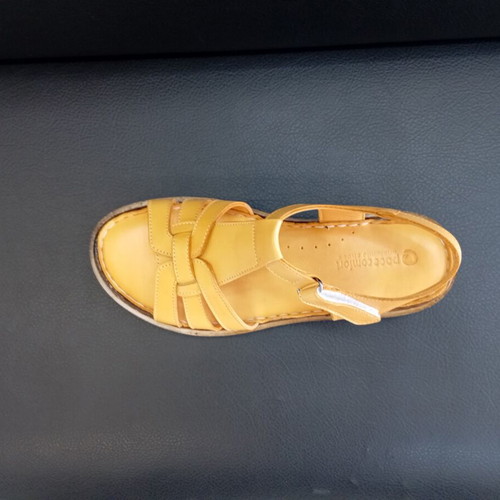 Leather platform sandals new, yellow, anatomical sole