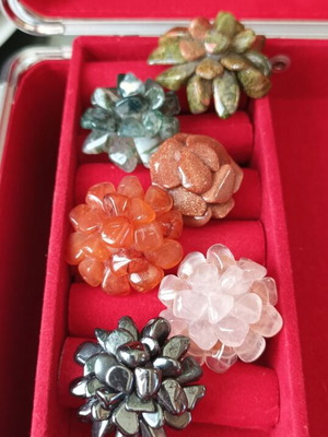 Adjustable rings made of natural stones, like new