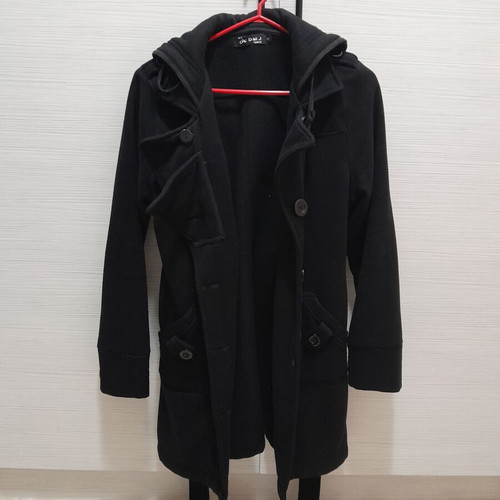 Black hooded coat like new Damaged Jeans size L