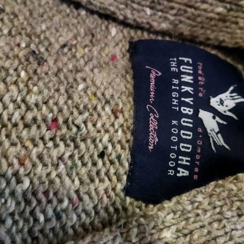 Funky Buddha cardigan M/L like new, wool blend, beige and brown