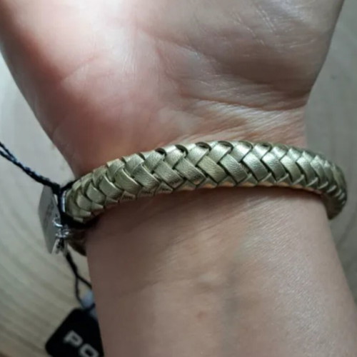 Police leather bracelet new, gold color, magnetic clasp