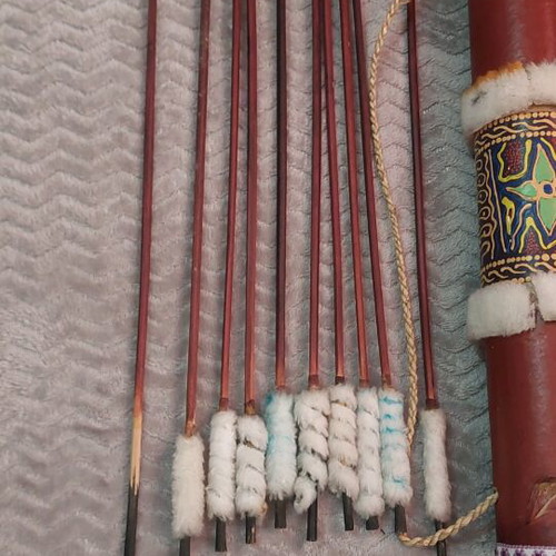 Decorative Indian quiver with ten arrows used