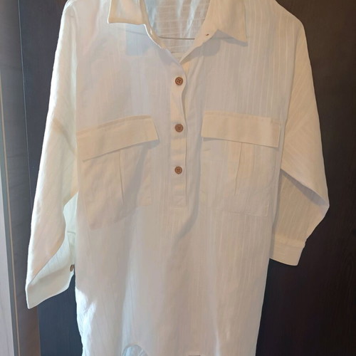 Zara white oversized shirt blouse S like new, linen blend