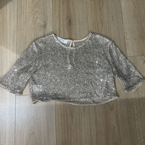 Arpyes gold sequin crop top, size M