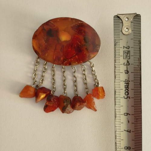 Baltic amber brooch like new with silver chains