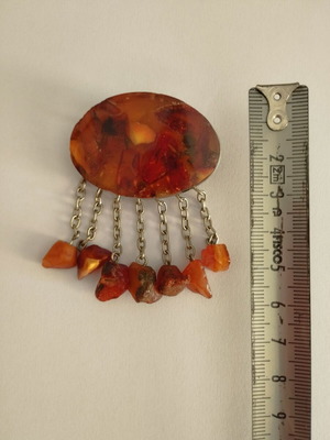 Baltic amber brooch like new with silver chains