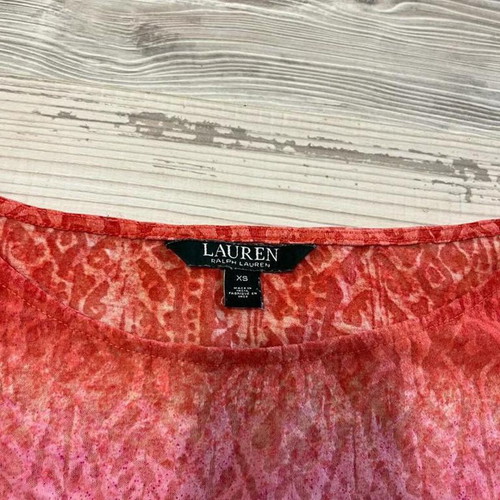 Lauren Ralph Lauren womens tie dyed short sleeved top with waist knot, used, size XS
