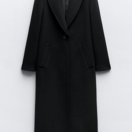 Maxi long wool blend coat Zara size M like new, black