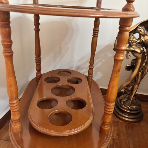 Wooden bar trolley used with wheels, vintage design