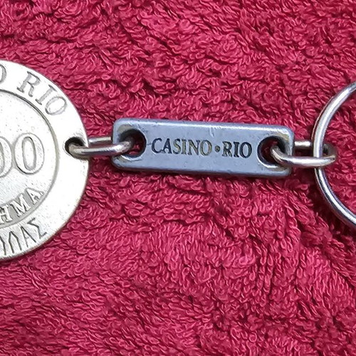 Casino Rio collectible keychain used, vintage token 1000 drachma