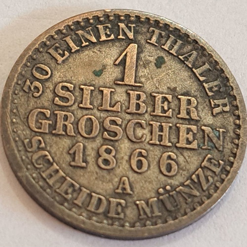 Silver coin Prussia 1 Silbergroschen 1866 like new