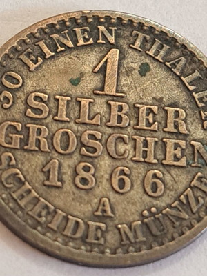 Silver coin Prussia 1 Silbergroschen 1866 like new