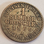 Silver coin Prussia 1 Silbergroschen 1866 like new