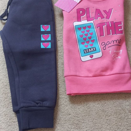 Girls' tracksuit 2 years new, blue and pink Funky