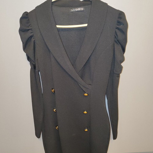 Mini tuxedo dress with unique sleeve and gold buttons like new