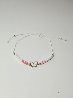Handmade macrame bracelet with white butterfly new
