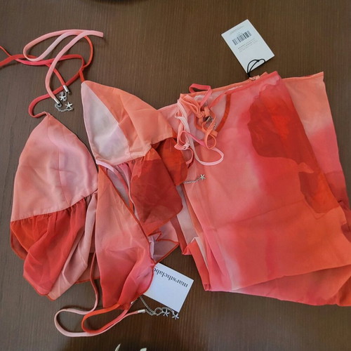 Coral color women's set, UK size 12 / Large