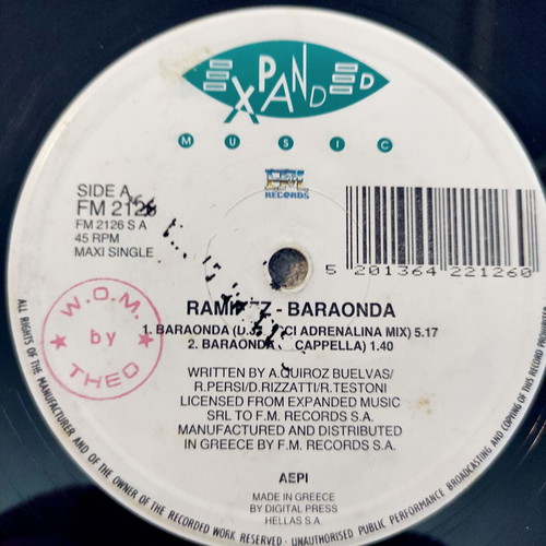 Ramirez Baraonda 12" Vinyl Single 1995 used, electronic
