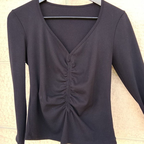Black long-sleeve top, thin fabric