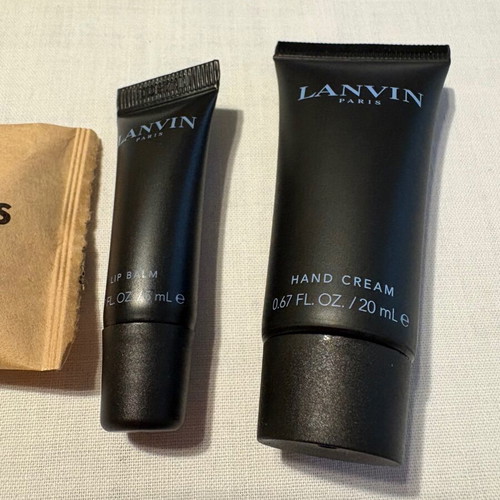 Lanvin toiletry bag new black with gray pattern and travel cosmetics