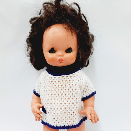 Vintage rubber baby doll 60s with open/close eyes and original shirt