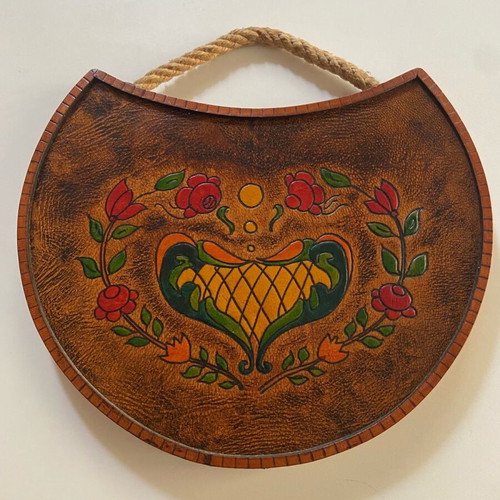 Vintage folklore wall decoration like new made of leather