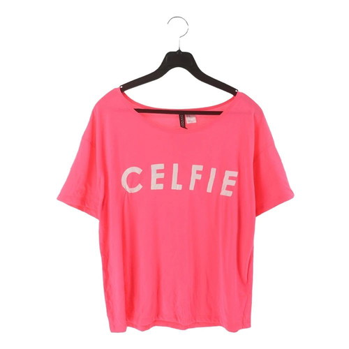 H&M top t shirt women's pink neon used large