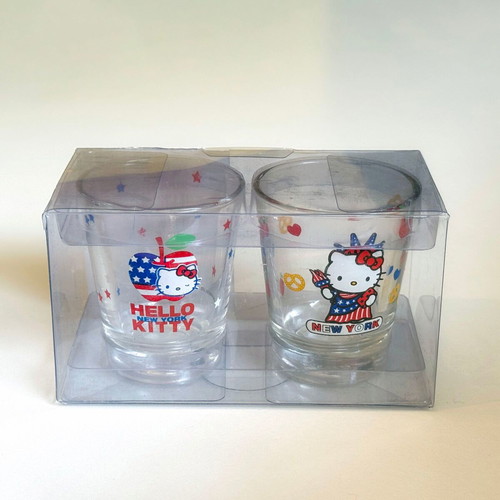 Hello Kitty Sanrio set of 2 glass shot glasses New York