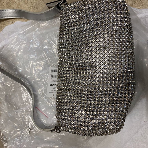 Cocktail bag Aldo shoulder silver new with strass