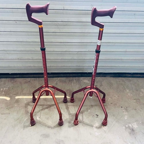 Pair of Quad Walking Canes used, adjustable bronze color