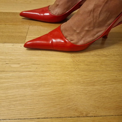 Zara patent leather pump used, red, size 37