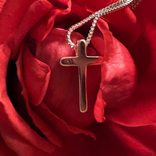 Silver small cross and chain new