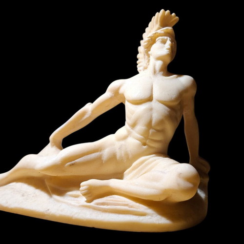 Achilles alabaster and marble powder miniature statue, like new