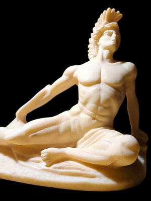 Achilles alabaster and marble powder miniature statue, like new