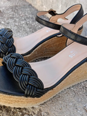 Sixth Sens women's platform sandals, size 40, beige and blue
