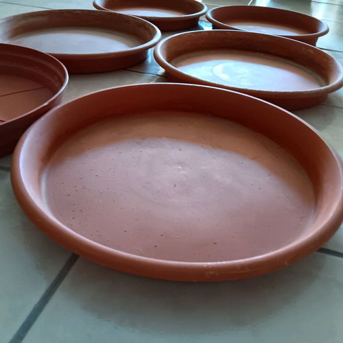 Flowerpot saucers used, pack of 7, terracotta, VIOMES and MILTOPLAST