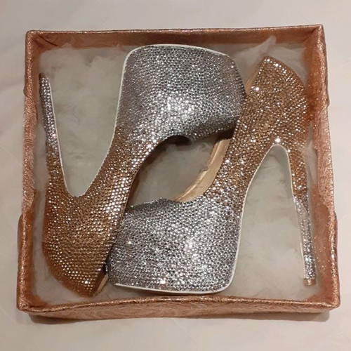 Heels with rhinestones ombre new, handmade design, size 37