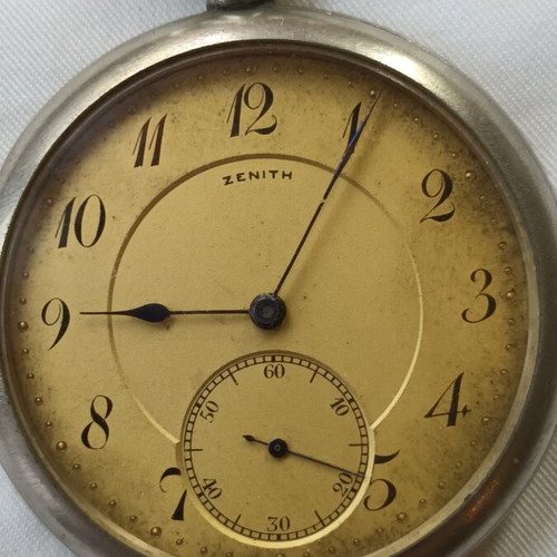 Zenith collectible pocket watch refurbished, Grand Prix 1900 with 15 rubies
