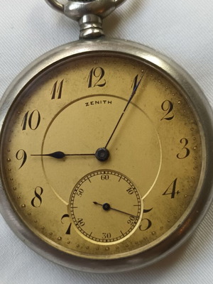 Zenith collectible pocket watch refurbished, Grand Prix 1900 with 15 rubies