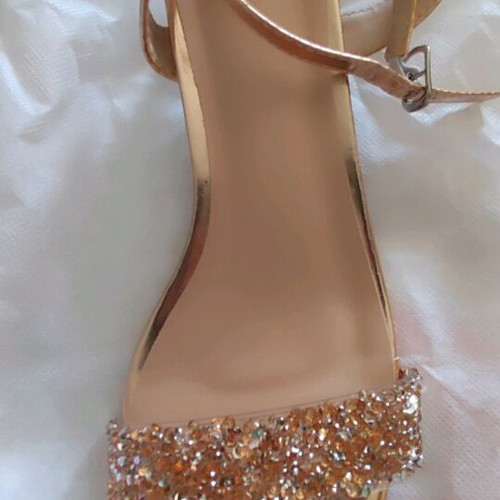Gold Sandals with Strass Size 40 New, 3 cm Heel
