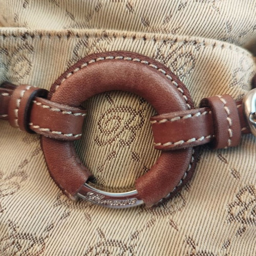 Blumarine shoulder bag used, beige with brown leather