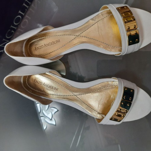Enzo Angiolini summer shoes white and gold size 41 like new
