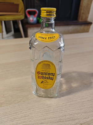 Suntory Whisky bottle used, empty, ideal for tsipouro or liqueur