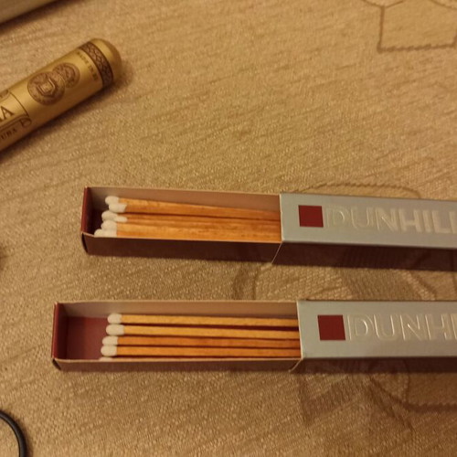 Vintage Dunhill matchboxes and aluminum cigar tubes used set