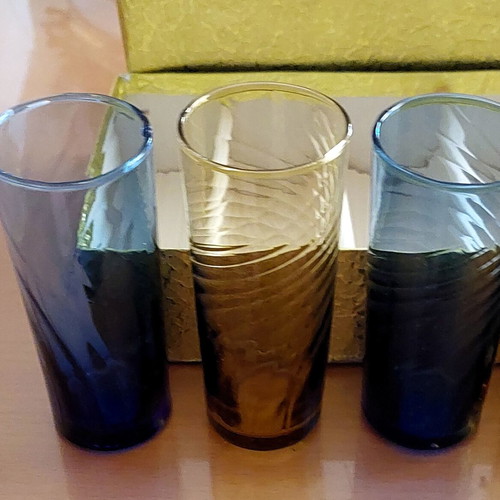 Collectible set of 6 handmade vintage glasses for ouzo, liqueur, schnapps new