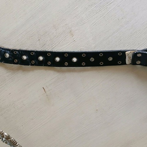 Zara leather belt size 85 like new, black with silver decorations