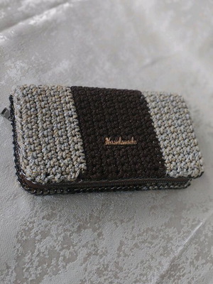 Handmade knitted wallet new, beige brown