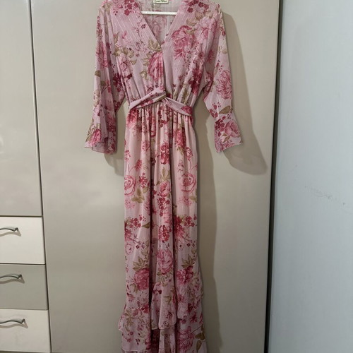 Pink floral maxi dress, one size, Despy Boutique