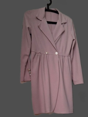 Dusty Pink Blazer Dress like new, crepe fabric, gold buttons