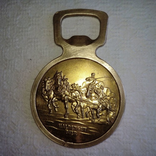 Vintage brass bottle opener Haldengut Bier like new